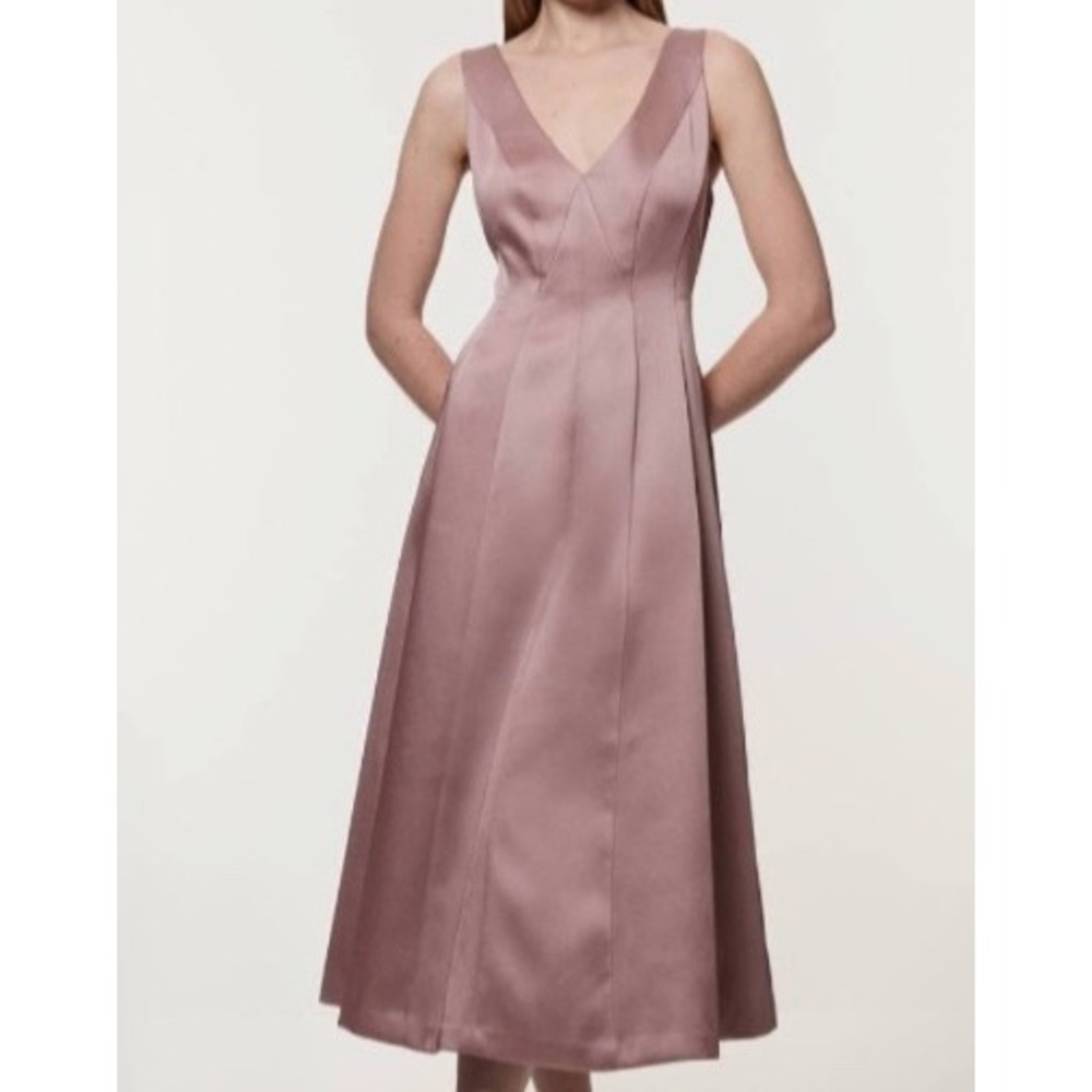 Karen Millen Petite‎ Viscose Satin Maxi Dress Blush US 8 New With Tags